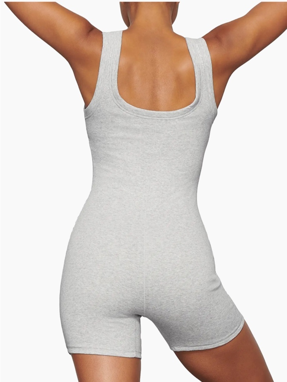 Skims Cotton Rib Onesie Bodysuit Grey - Picture 3 of 8